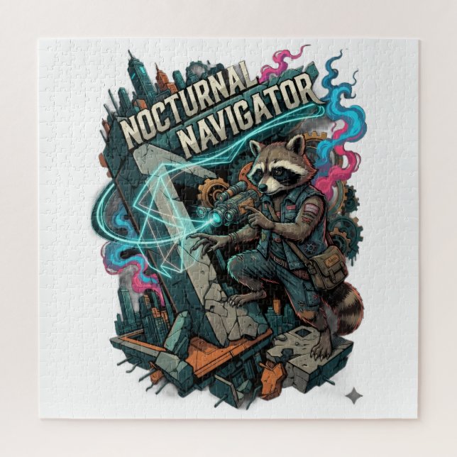 Puzzle Raton laveur navigateur nocturne manches longues (Vertical)