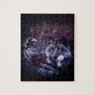 Puzzle Raven et loup - Vegvisir et arbre de la vie
