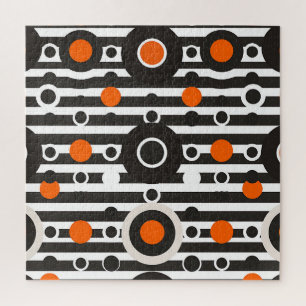 Puzzle Rayure de cercle rétro orange noir