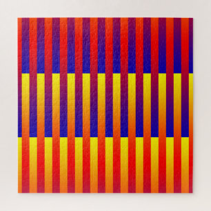 Puzzle Rayures Bleu Rouge Jaune