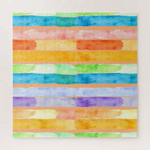 Puzzle Rayures de arc-en-ciel à l'aquarelle Abstraites