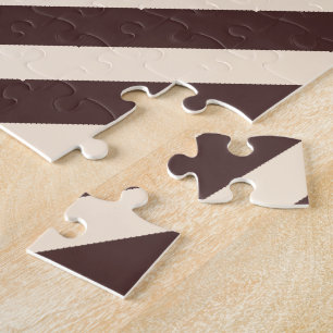Puzzle Rayures diagonales blanc antique et marron café