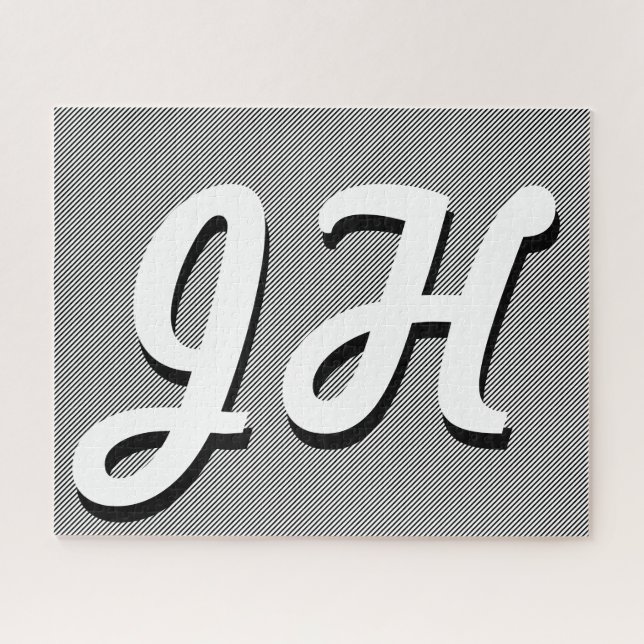 Puzzle Rayures fines noires et blanches | Initiales de st (Horizontal)
