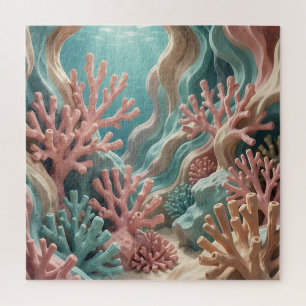 Puzzle Récif de corail rose sarcelle vibrant sous l'océan