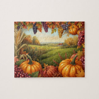 Puzzle Récolte d'automne Paysage de ferme de citrouille e