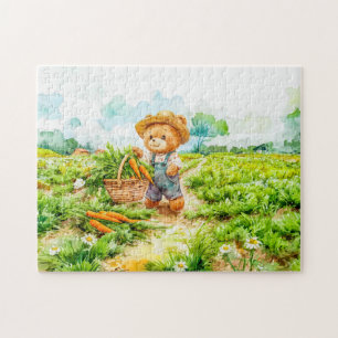 Puzzle Récolte de carottes d'ours en peluche dans un cham