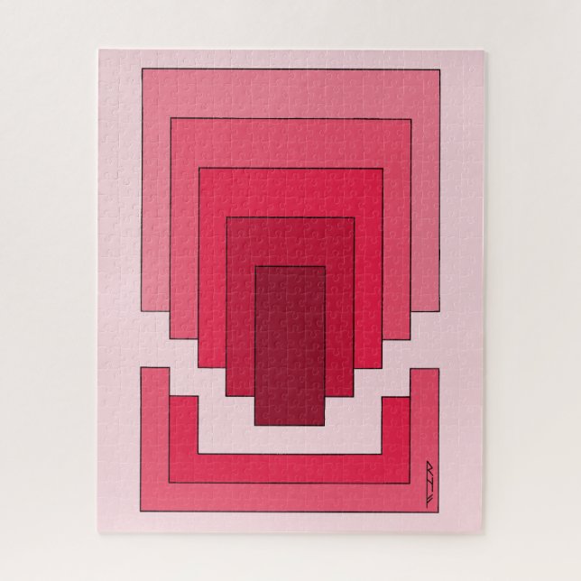 Puzzle Rectangle Abstrait en rouge (Vertical)