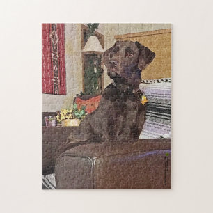 Puzzle Récupérateur de chocolat Labrador sur chaise
