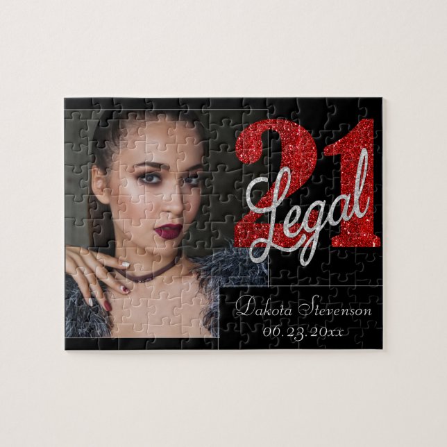 Puzzle Red 21 et Legal | Photo moderne 21ème anniversaire (Horizontal)