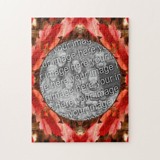 Puzzle Red Autumn Leaves Nature Frame Ajouter Votre Photo (Vertical)