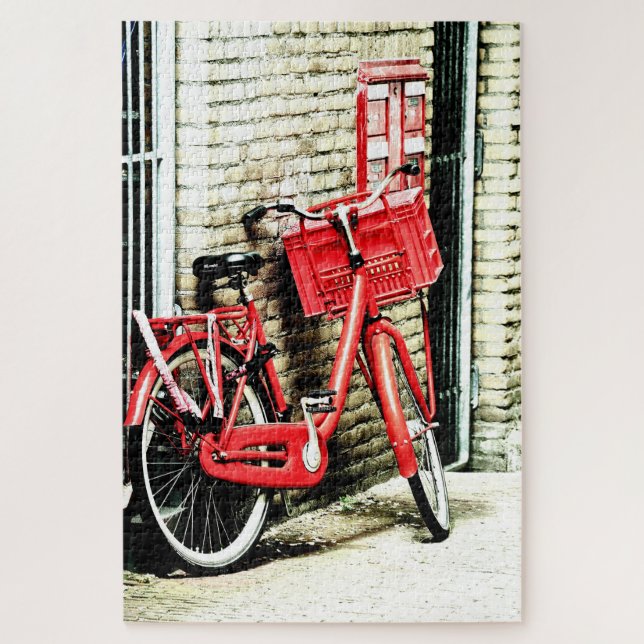 Puzzle Red Bicycle & Amsterdam, Pays-Bas /vintage (Vertical)