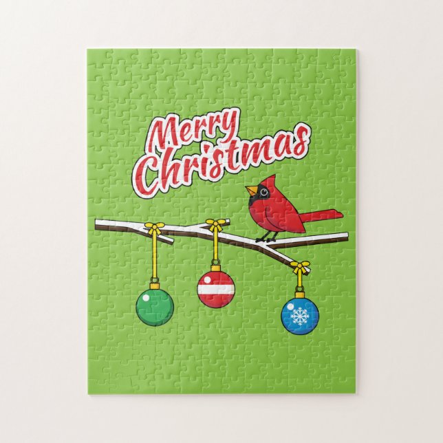 Puzzle Red Cardinal on Christmas (Vertical)