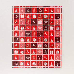 Puzzle Red Christmas Holiday Cute Tree Reinder