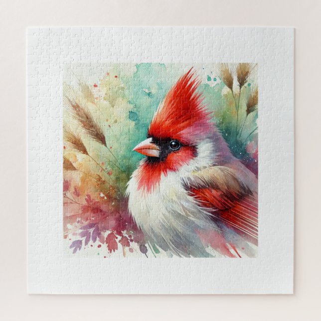 Puzzle Red crested cardinal 060824AREF107 - Watercolor (Vertical)