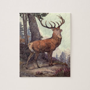 Puzzle Red Deer par Winifred Austen, Animaux sauvages Vin