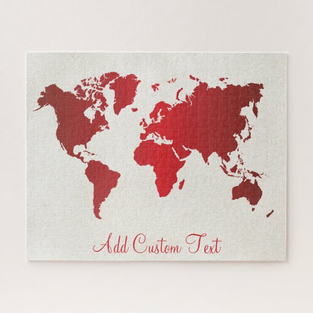 Puzzle Red Gradient World Map Earth Travel Ajouter votre  (Horizontal)