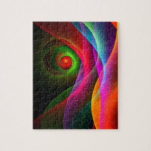 Puzzle Red Green Orange Modern Abstrait Art Motif #22