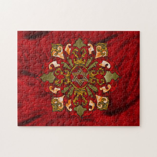 Puzzle Red Hanoukka Mandala (Horizontal)