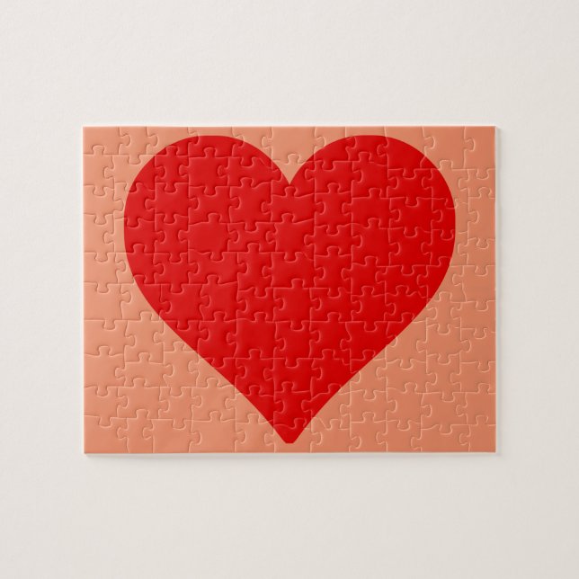 Puzzle Red Heart Shape Love Classic Simple Minimalisme (Horizontal)