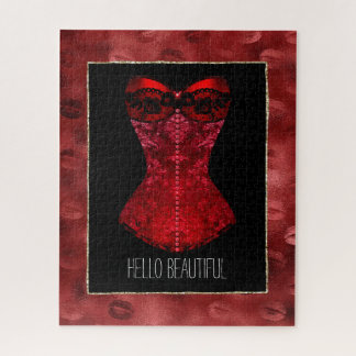 Puzzle Red Lips Corset 