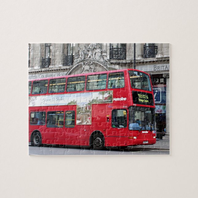 Puzzle Red London Double Decker Bus, Angleterre (Horizontal)