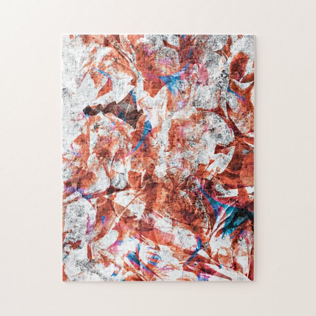 Puzzle Red paint brush abstract modern digital art (Vertical)