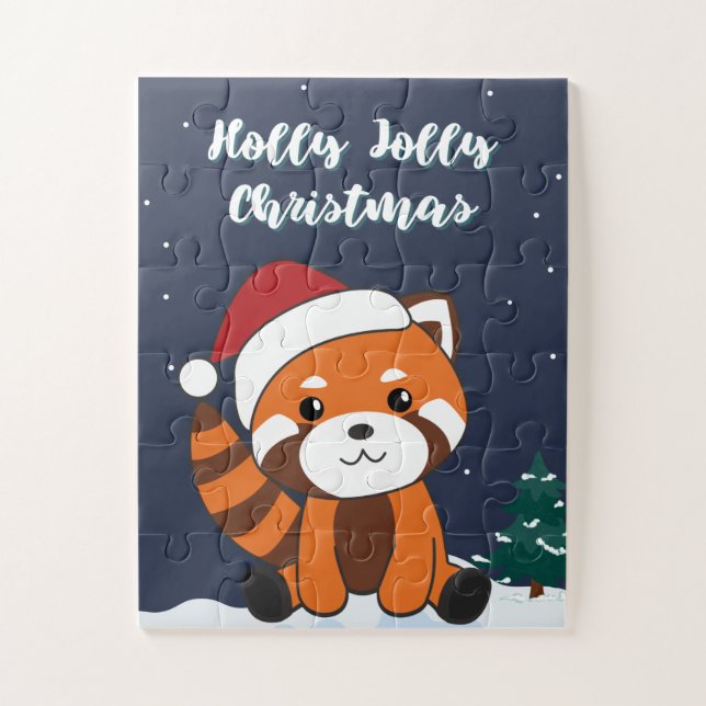 Puzzle Red Panda Christmas Snow Winter Animals Pandas Jig (Vertical)