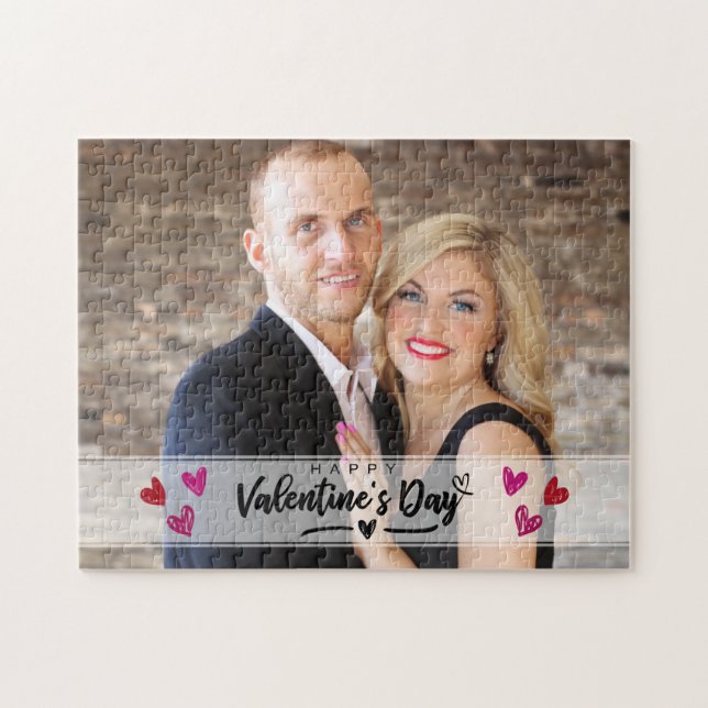 Puzzle Red Pink Hearts Saint Valentin Photo Scribbled (Horizontal)