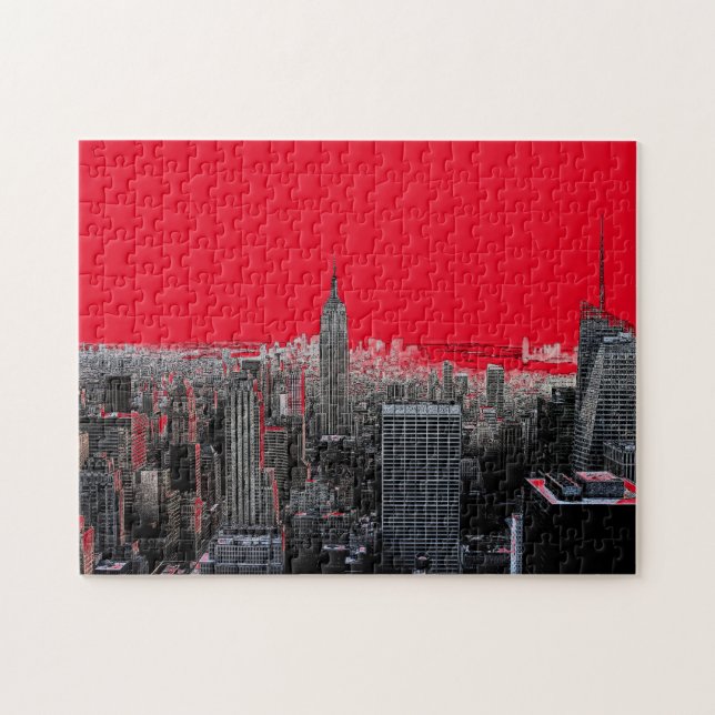 Puzzle Red Pop Art New York City Manhattan (Horizontal)
