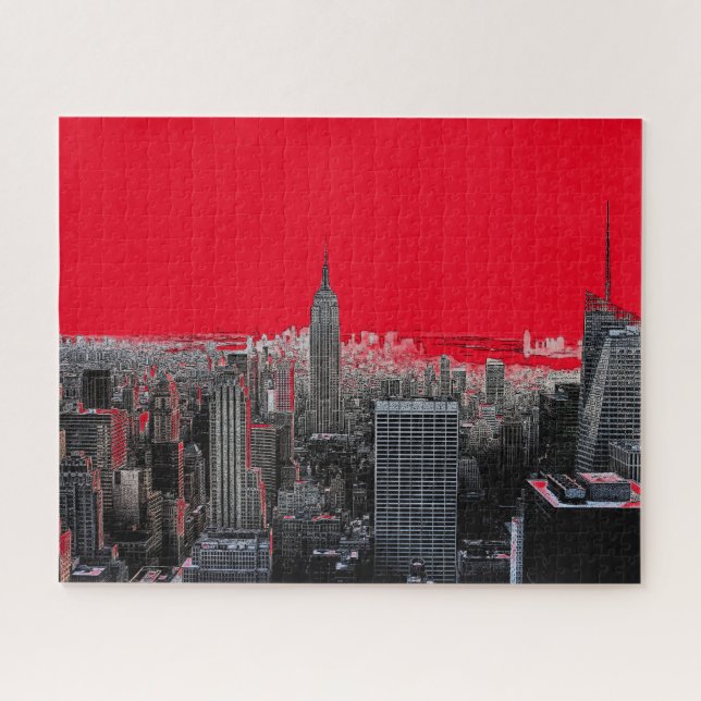 Puzzle Red Pop Art New York City Manhattan (Horizontal)