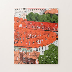 Puzzle Red Roofs Prague Tchèque Cityscape Papier Collage