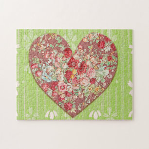 Puzzle Red Roses Floral Heart Art Love ou Valetine's