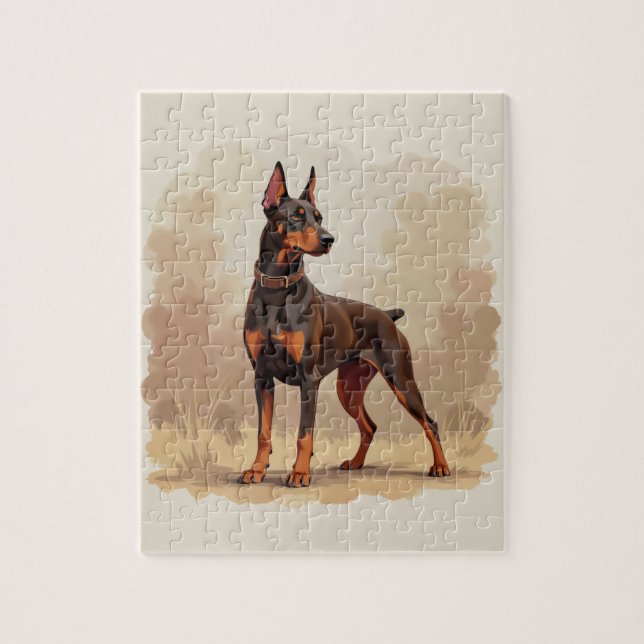 Puzzle Red Rust Brown Doberman Pinscher Dog (Vertical)
