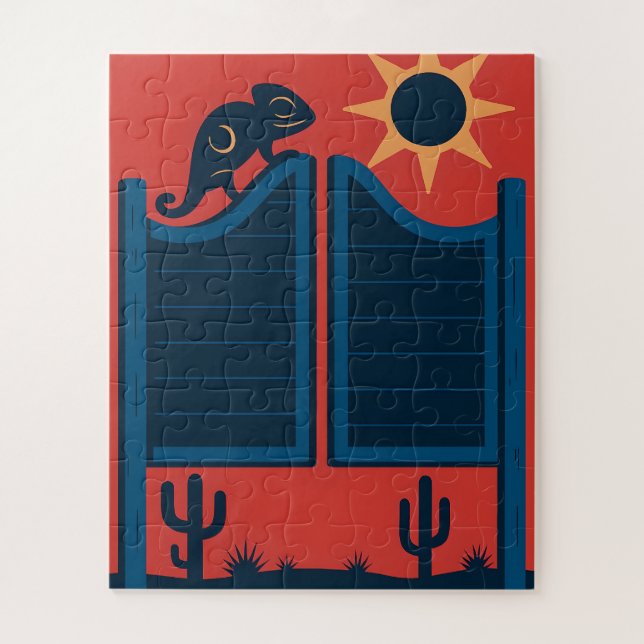 Puzzle Red Sky Saloon Door Chameleon (Vertical)