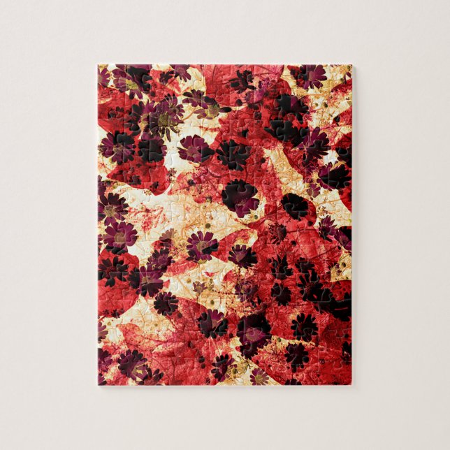 Puzzle Red yellow daisy flower pattern abstract design (Vertical)