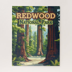 Puzzle Redwood National Park California Tree Retro