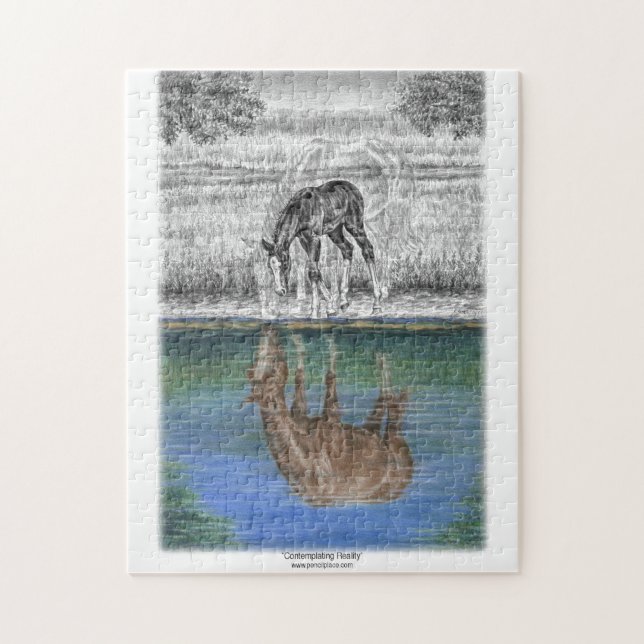 Puzzle Réflexion de l'eau du poulal du cheval (Vertical)