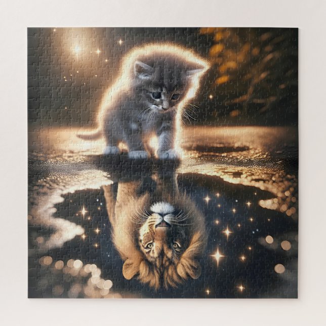 Puzzle Réflexion des poulies de chaton et de lion (Vertical)