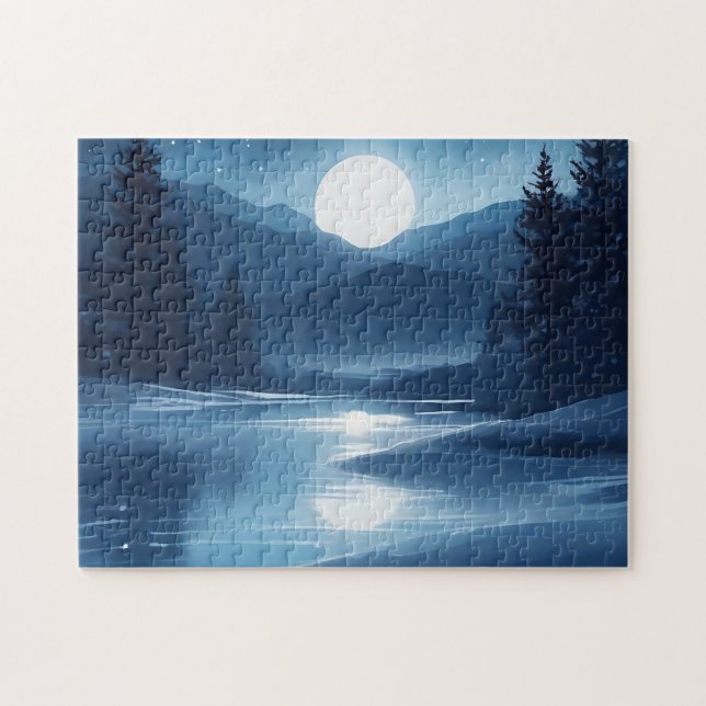 Puzzle Réflexions célestes Aquarelle Lune (Horizontal)