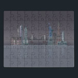 Puzzle Réflexions de la nuit New York Skyline<br><div class="desc">New York Skyline Night Reflections par Fab Funky. Il présente des sites célèbres de New York City contre un beau ciel nocturne.</div>
