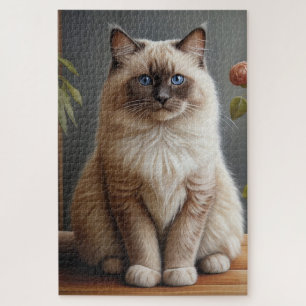 Puzzle Regal Ragdoll Portrait de chat Fluffy Blue Eyed
