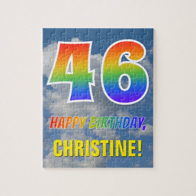 Puzzle Regard Arc-en-ciel "46" & "Joyeux Anniversaire", C (Vertical)