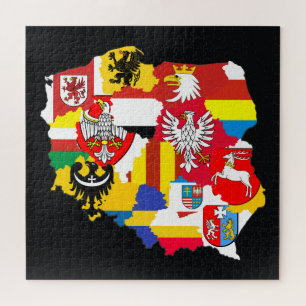 Puzzle Régions de Pologne Drapeaux Carte Éducative