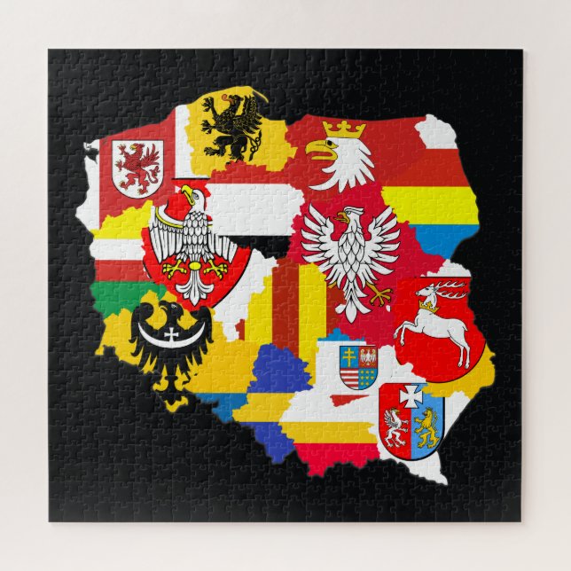 Puzzle Régions de Pologne Drapeaux Carte Éducative (Horizontal)