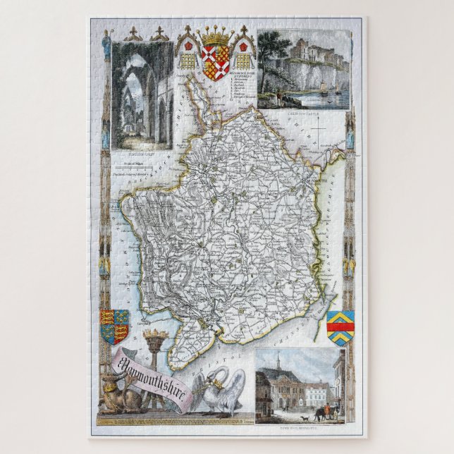 Puzzle Réimpression d'un Monmouthshire vintage, Royaume-U (Vertical)