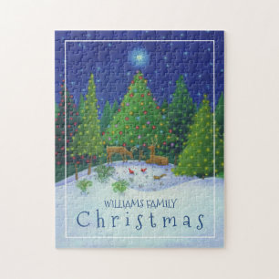 Puzzle Reindeer de Noël Animaux de forêt Nom de famille