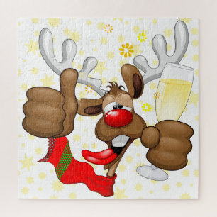 Puzzle Reindeer Drunk Funny Caractère de Noël
