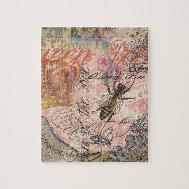 Puzzle Reine Abeille Vintage Beau Collage (Vertical)