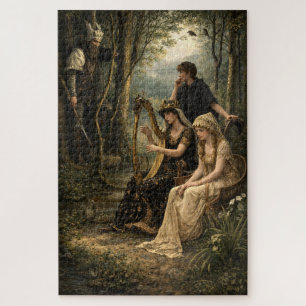 Puzzle Reine de conte de fées médiéval dans les bois avec