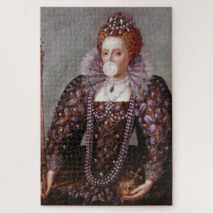 Puzzle Reine Elizabeth I soufflant de bulle blanche gomme